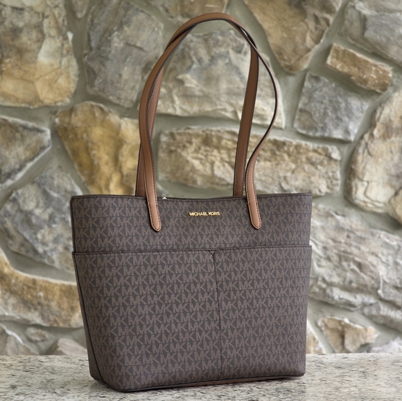 Michael Kors Bedford Medium Brown Logo Tote - Picture 1 of 9